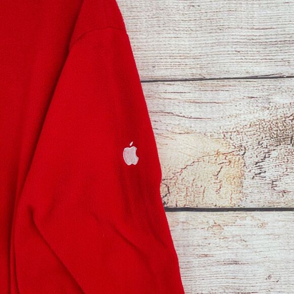 Apple Employee Embroidered Logo Fleece‎ 1/4 Zip Pullover Women's L Red - Picture 4 of 9